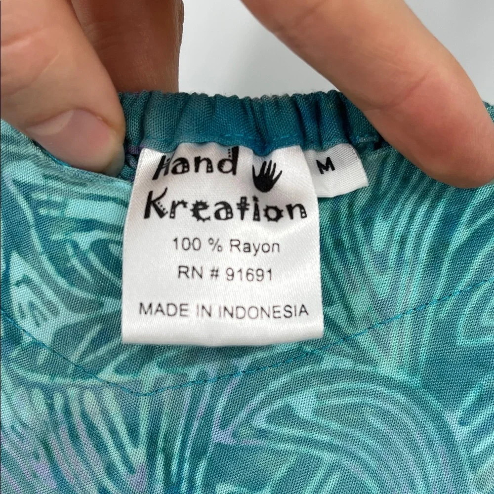 Hand Kreation Teal Print Midi Dress Size Medium